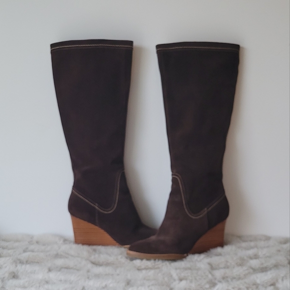 Ann Taylor Loft Brown Suede Knee-high Boots 7 1/2 - Picture 2 of 11